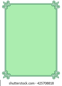 Green vector vintage line border frame plaque