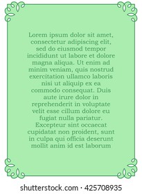 Green vector vintage line border frame plaque