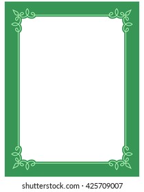 Green vector vintage line border frame plaque