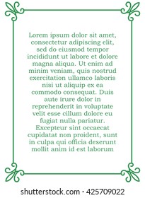 Green vector vintage line border frame plaque