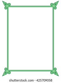 Green vector vintage line border frame plaque