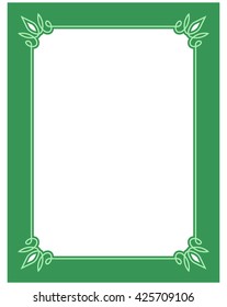 Green vector vintage line border frame plaque