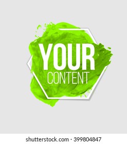 Green Vector watercolor label - with place for your text content
