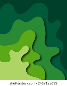 Círculos ondulados de Vector verde. Fondo Abstractas en estilo de corte de papel.