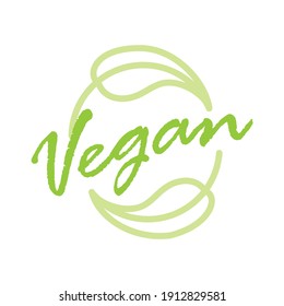 Green Vegan circular mnemonic with leaf and handwritten font. 