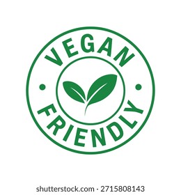 A green vegan friendly label with leaf imagery clearly indicates products suitable for a plant-based lifestyle.