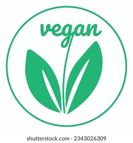 Green vegan icon. Bio, ecology and organic logo and badge, label.Vector illustration.