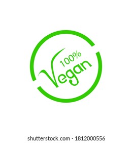 Green vegan icon on white background for product labeling or app icon