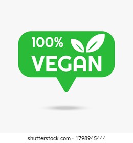Green vegan label vector layout. Organic business stamp with leaf for ecology. Eps 10 vector