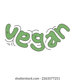 Green vegan logo in a classic graphic design, type font nature, icon