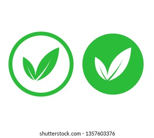 Green vegan logo leafs. Sign of vegetarian. Natural food isolated on white background. EPS 10