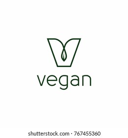 Green Vegan Logo Vector