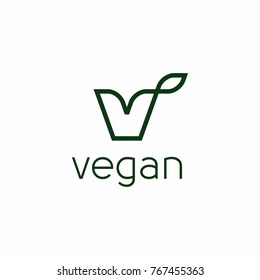 Green Vegan Logo Vector