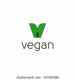 Green Vegan Logo Vector