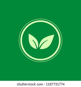 Green vegan logo vector in a circle