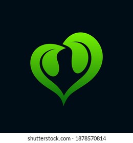 green vegan love logo images