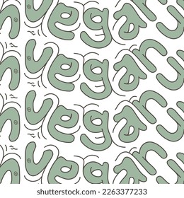 Green vegan pattern in a classic graphic design, type font nature