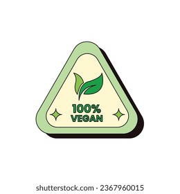 Green Vegan Sticker Vector Illustration