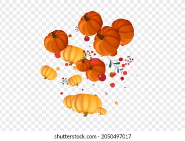 Green Vegetable Background Transparent Vector. Yellow Maple Texture. Colorful Pumpkin Foliage Illustration. Leaf Drawing. Abstract Banner.