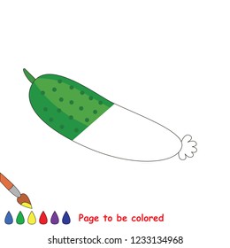 Green vegetable cucumber to be colored, the coloring book for preschool kids with easy educational gaming level.