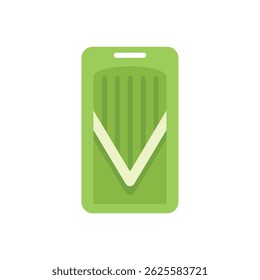 Green vegetable slicer cutting board kitchen utensil icon, flat style