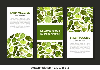 Green Vegetables Banner Design with Fresh Organic Food Vector Template