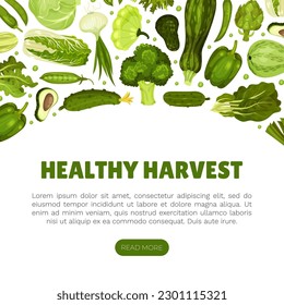 Green Vegetables Banner Design with Fresh Organic Food Vector Template