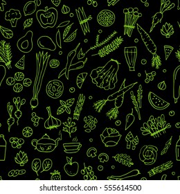 Green vegetables, detox. Seamless pattern design