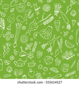 Green vegetables, detox. Seamless pattern design