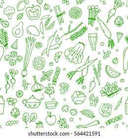 Green vegetables, detox. Seamless pattern design