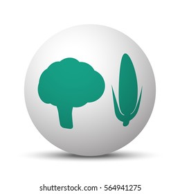 Green Vegetables icon on white sphere