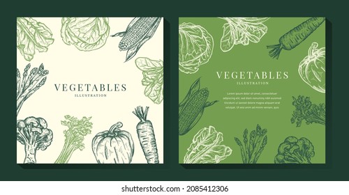 Green Vegetables Illustration Background Design