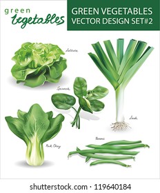 Green vegetables vector design set 2.