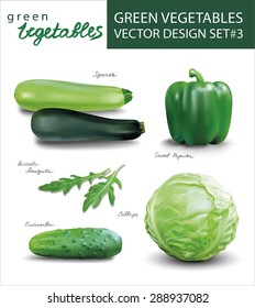 Green vegetables vector design set 3.