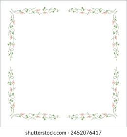 Green vegetal ornamental frame with leaves and butterflies, decorative border, corners for greeting cards, banners, business cards, invitations, menus. Isolated vector illustration.	
