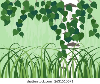 Green vegetation. Nature illustration. Inspiration from nature, ideal for use in packaging design. EPS 10.