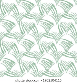Green vegetation on a white background. Seamless vector abstract pattern for packaging, surface, fabric design.