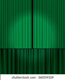 Green Velvet Curtain Vector Background.