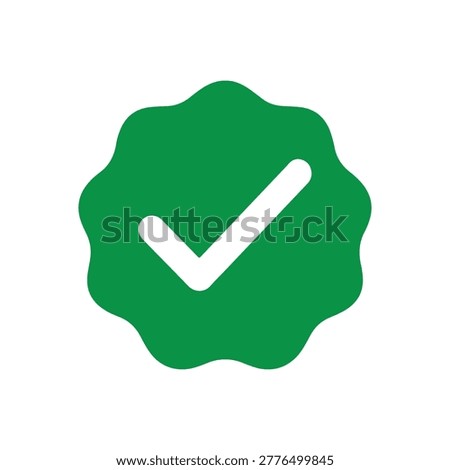 Green Verification Badge Icon – Approved Check Mark Symbol for Success and Validation
