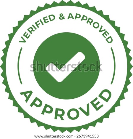 Green Verified and Approved Seal – Circular Stamp with Check Mark Badge
