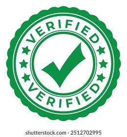 Green Verified stamp sticker with Stars and Tick icon vector illustration