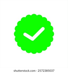 Green verified tick or valid seal vector icon in flat style design for website design or app. Payment is done tick icon. Vector illustration