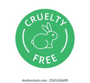 Green version of cruelty free symbol rabbit. Concept of labels and products.
