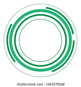 Green version - Random circles with dashed lines, Randomness, circular concept