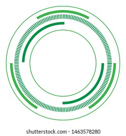 Green version - Random circles with dashed lines, Randomness, circular concept
