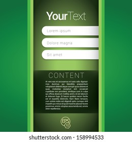 Green, vertical edition of a scalable abstract geometric flat gui design for placing objects, images, icons, photos, and content. For print, for desktop, application or for universal use.