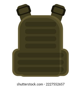 Green vest icon cartoon vector. Bullet proof. Uniform army