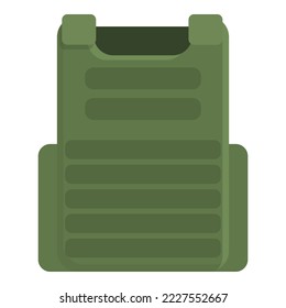 Vector de caricatura de icono del chaleco verde. Prueba policial. Kevlar del ejército