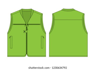 Vector verde para plantilla.
Vista frontal y posterior.