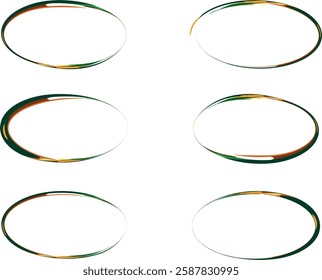 green vibrant abstract art different ellipse set